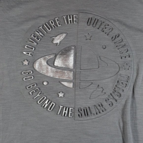 Embossed "Adventure The Outer Space Go Beyond The Solar System" T-shirt - Picture 1 of 6